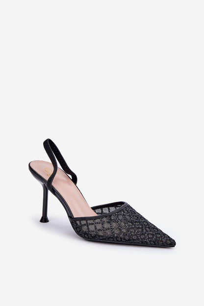 Stylish eco leather insole of Step in Style women's high heels, designed for comfort while showcasing a luxurious shimmer with sequins.