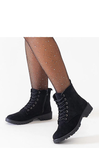 Stylish Solea Black Eco-Suede Platform Worker Boots designed for comfort and warmth, ideal for cold weather fashion, showcasing a sturdy rubber sole.