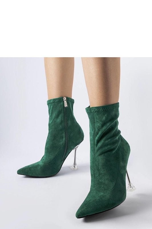 Solea Green Ankle Boots with 11.5 cm Decorative Heel, showcasing elegant vegan leather craftsmanship, suitable for EU 36-41 or US 5.5-10.5.