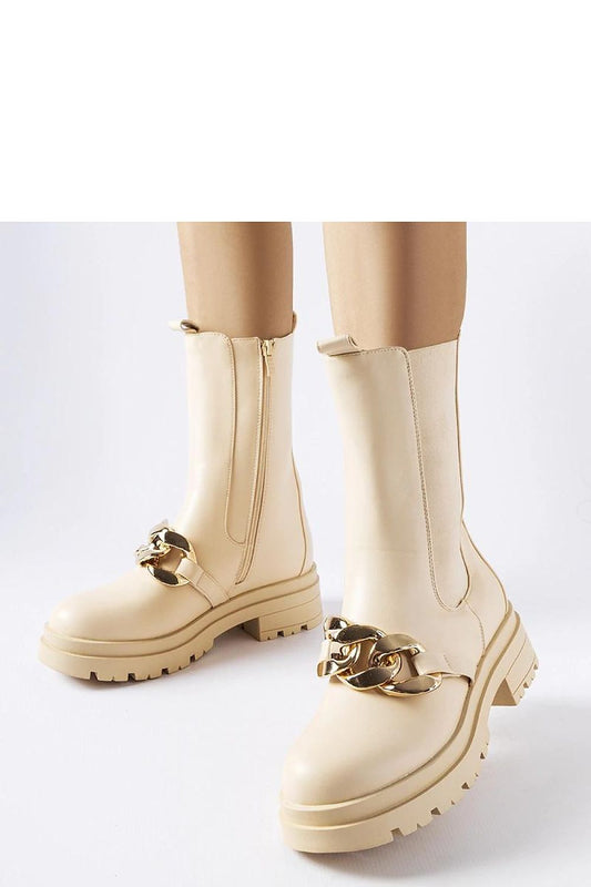 Luxury Solea Beige Ankle Boots with Chain for Women - Stylish Winter Footwear available in EU 36-41 | US 5.5-10.5, perfect for colder days.