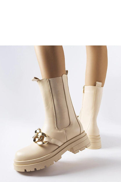Solea Beige Ankle Boots with Chain - Elegant and comfortable women's winter footwear available in sizes EU 36-41, US 5.5-10.5, perfect for any occasion.