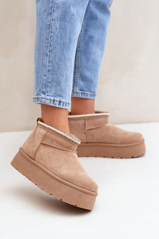 Luxury Women's Snow Boots by Step in style with eco suede, fur lining, and platform design, perfect for winter elegance.