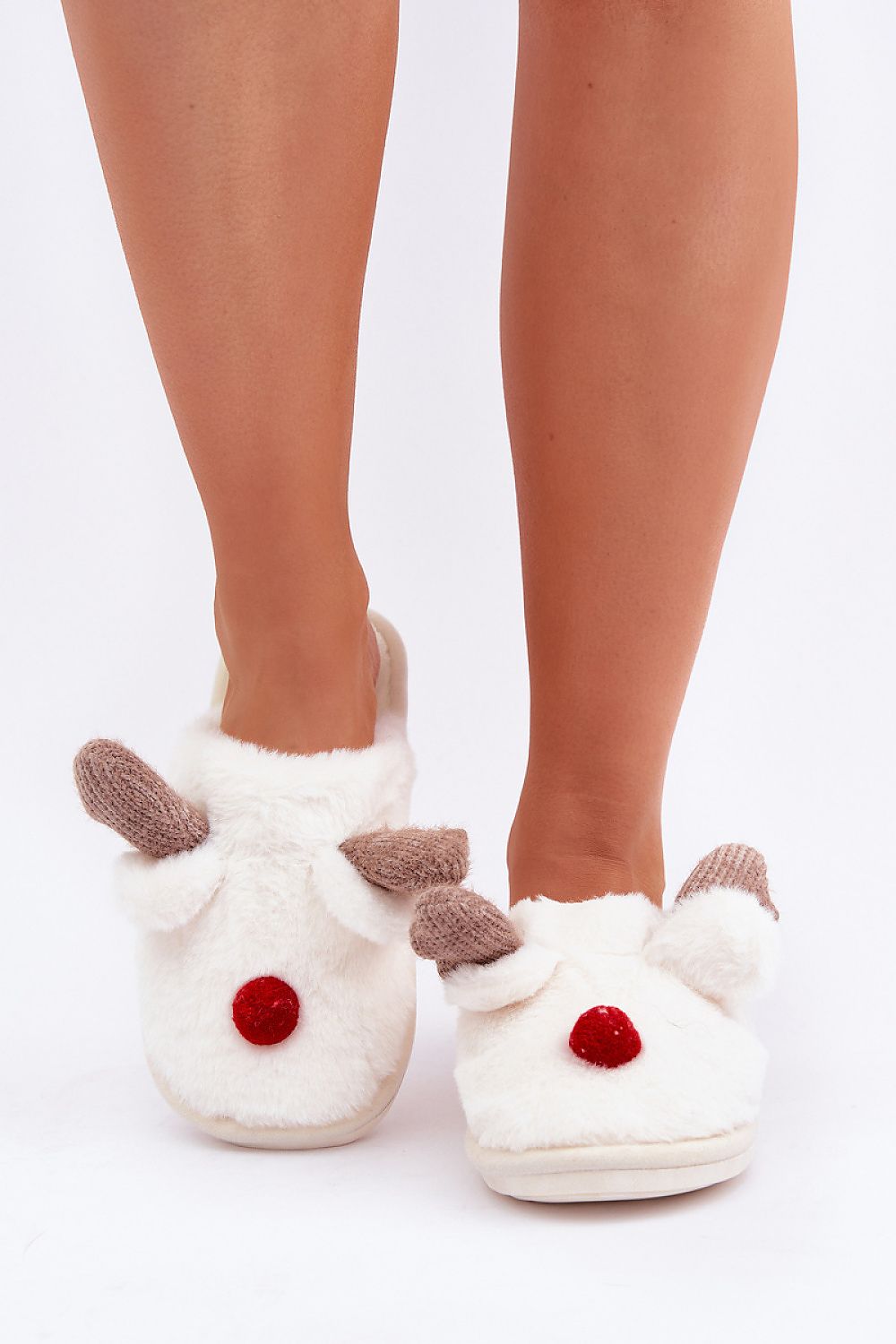 Stylish display of Luxurious Fur Lined Reindeer Motif Slippers by Step in style, ideal for adding charm to your winter wardrobe.