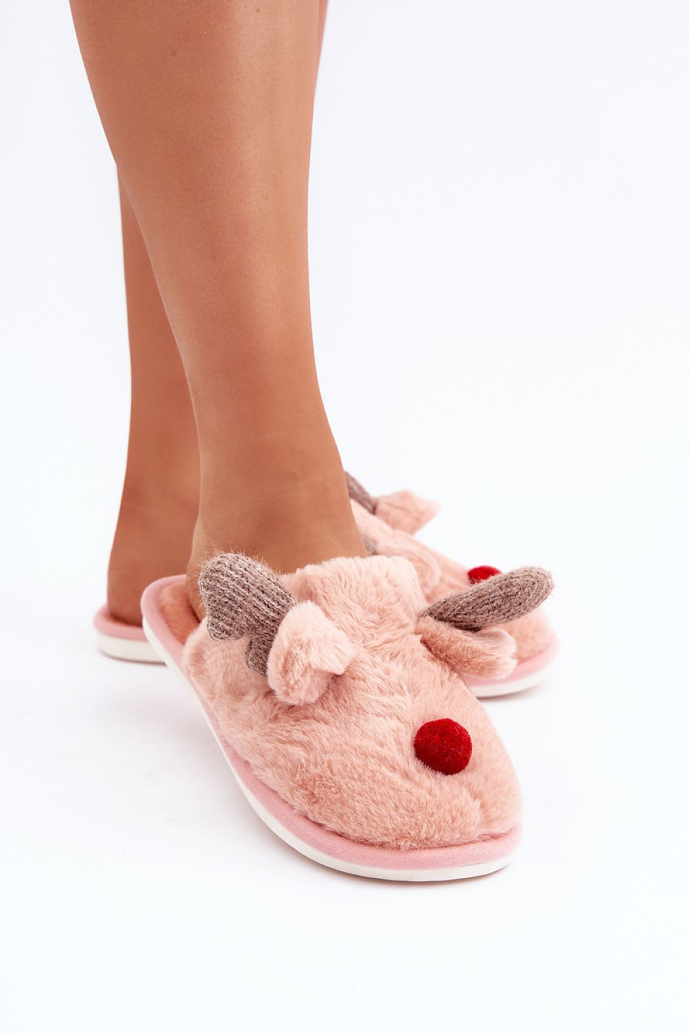 Luxurious Fur Lined Reindeer Motif Slippers by Step in style - Comfortable winter footwear in EU sizes 36-41, US sizes 5.5-10.5.