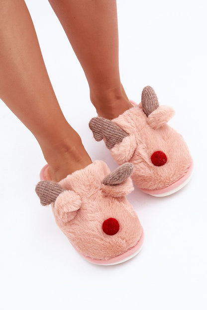 Stylish Luxurious Fur Lined Reindeer Motif Slippers by Step in style, perfect for cozy winter nights in sizes EU 36-41, US 5.5-10.5.