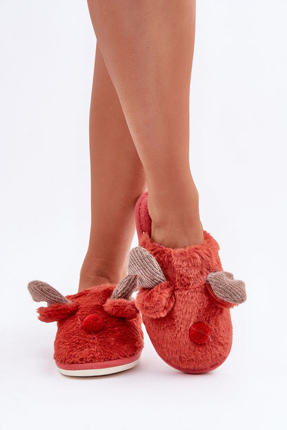 Luxurious Fur Lined Reindeer Motif Slippers by Step in style, showcasing a cozy and elegant design perfect for winter evenings.