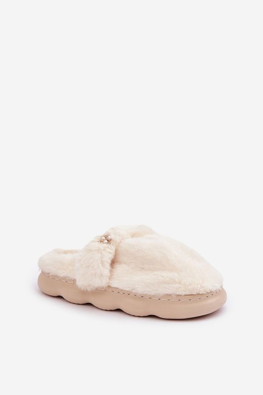 Elegant Luxury Women's Fur Slippers with Back Strap & Brooch from Step in Style, showcasing a warm and stylish design suitable for chic home wear.