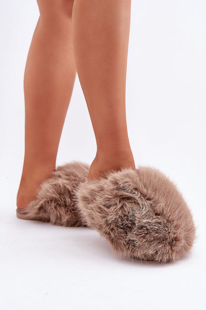 Luxury Women’s Fluffy Fur Slippers by Step in style, EU 36/37 | US 6, providing warm covered toe comfort for winter nights.