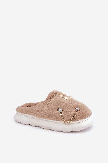 Luxury Women's Fur Slippers with Embellishments by Step in style, showcasing a soft and warm design ideal for home comfort.