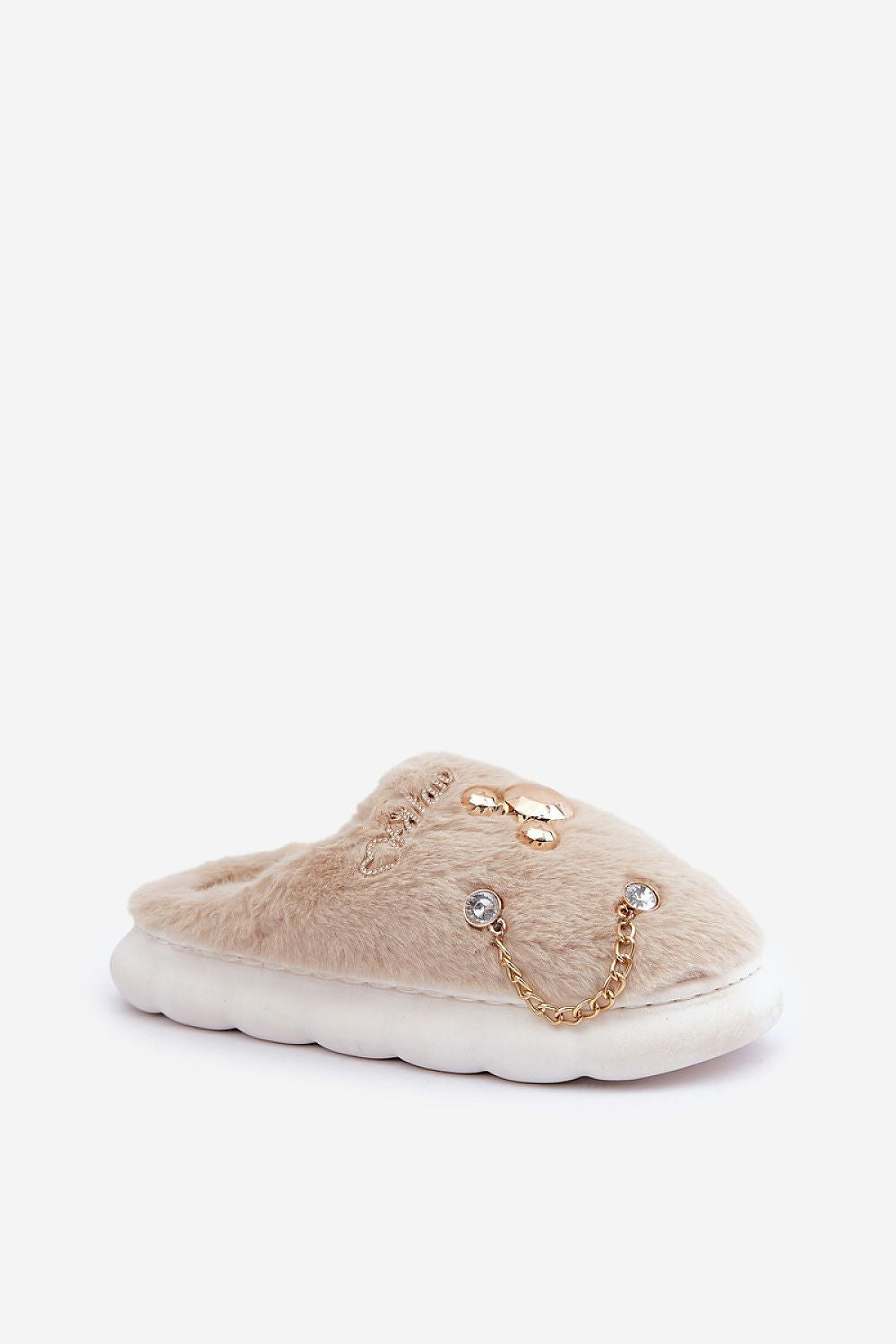 Elegant Luxury Women's Fur Slippers featuring embellishments, offered by Step in Style, designed for ultimate comfort and relaxation at home.