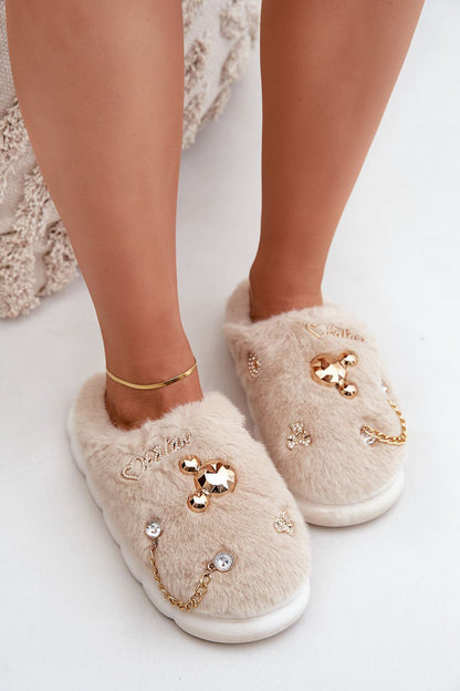 Chic and cosy Luxury Women's Fur Slippers with stylish embellishments from Step in Style, ideal for staying warm during chilly weather.