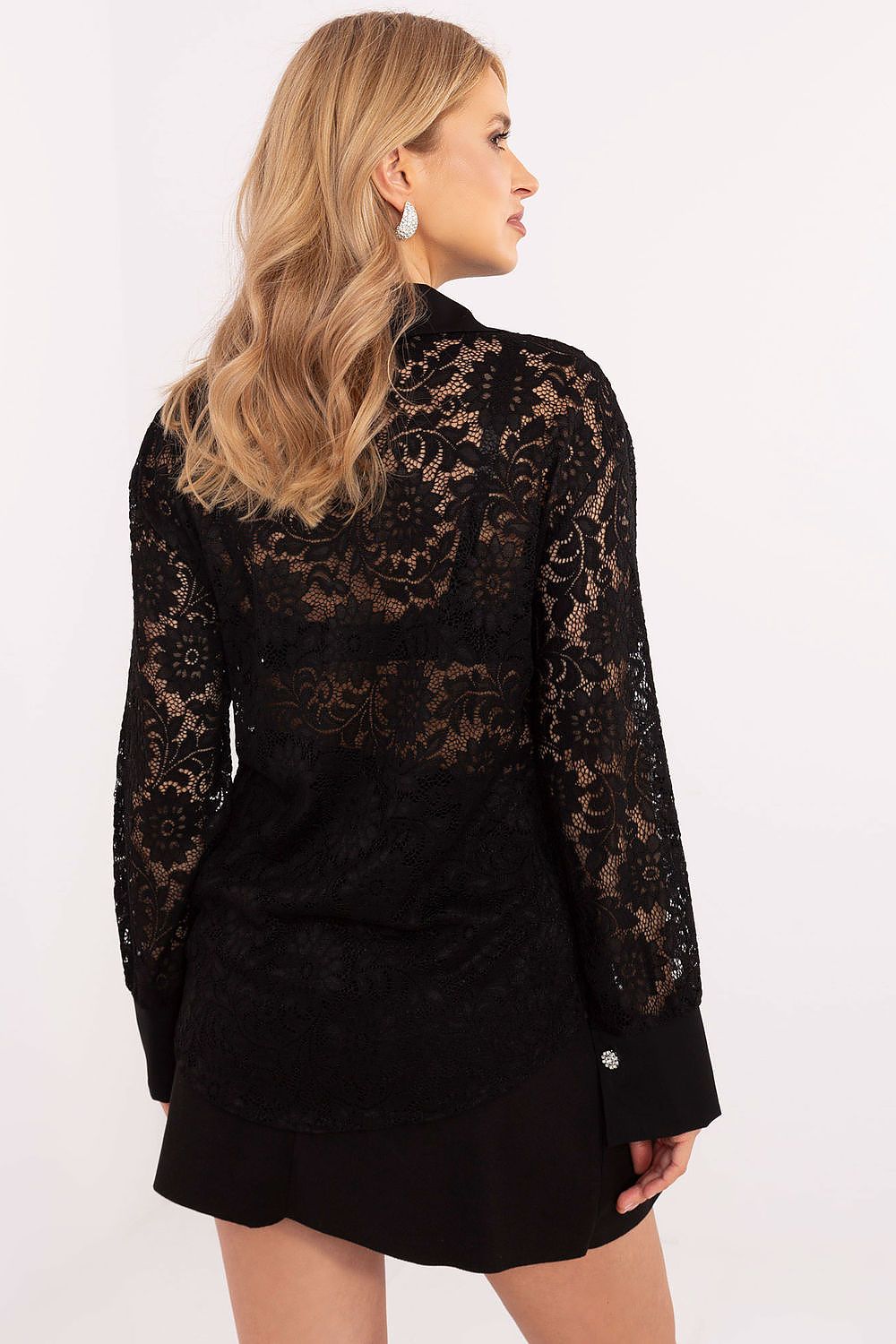 Chic Style Elegant Women's Long Sleeve Lace Shirt by Italy Moda - Perfect fit for formal occasions and evening outings.