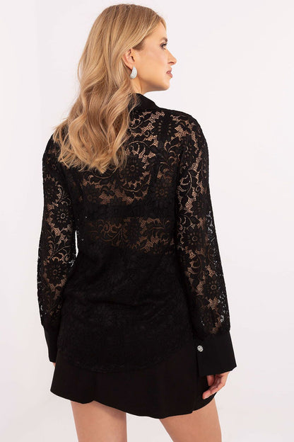Chic Style Elegant Women's Long Sleeve Lace Shirt by Italy Moda - Perfect fit for formal occasions and evening outings.