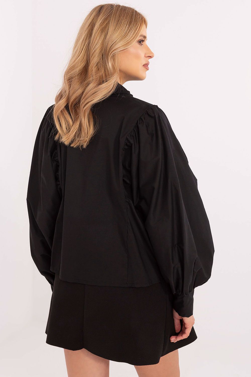 Italy Moda's Elegantly Designed Long Sleeve Women's Shirt displayed in European sizes 0-4, embodying timeless elegance for formal occasions.