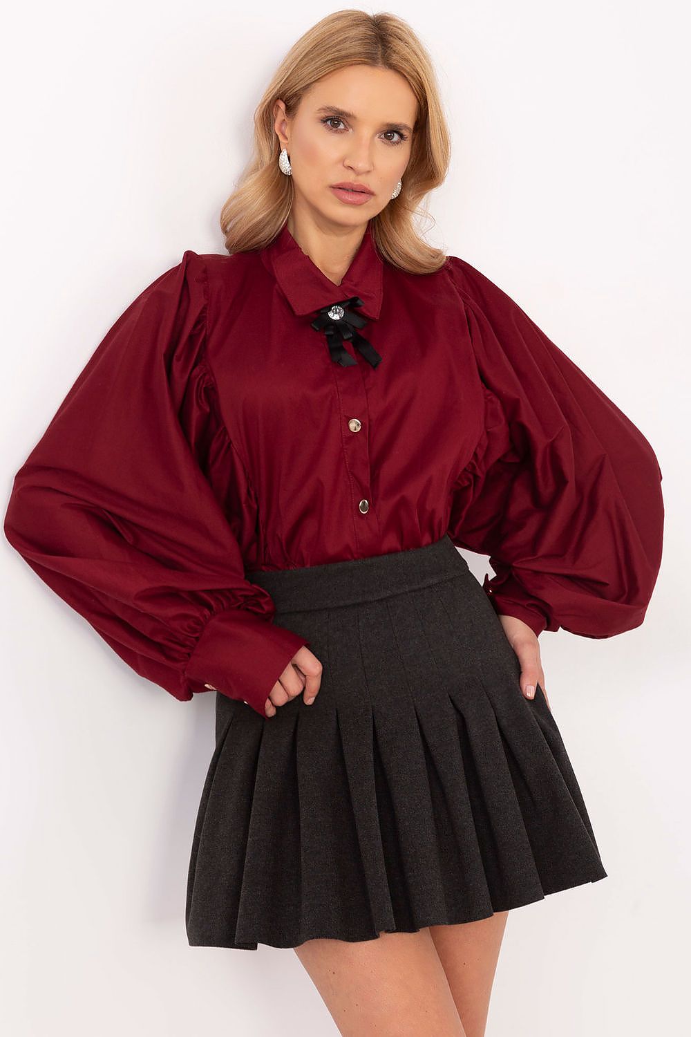 Stylish and versatile long sleeve shirt by Italy Moda, featuring a classic collar and decorative creases, perfect for upscale events.