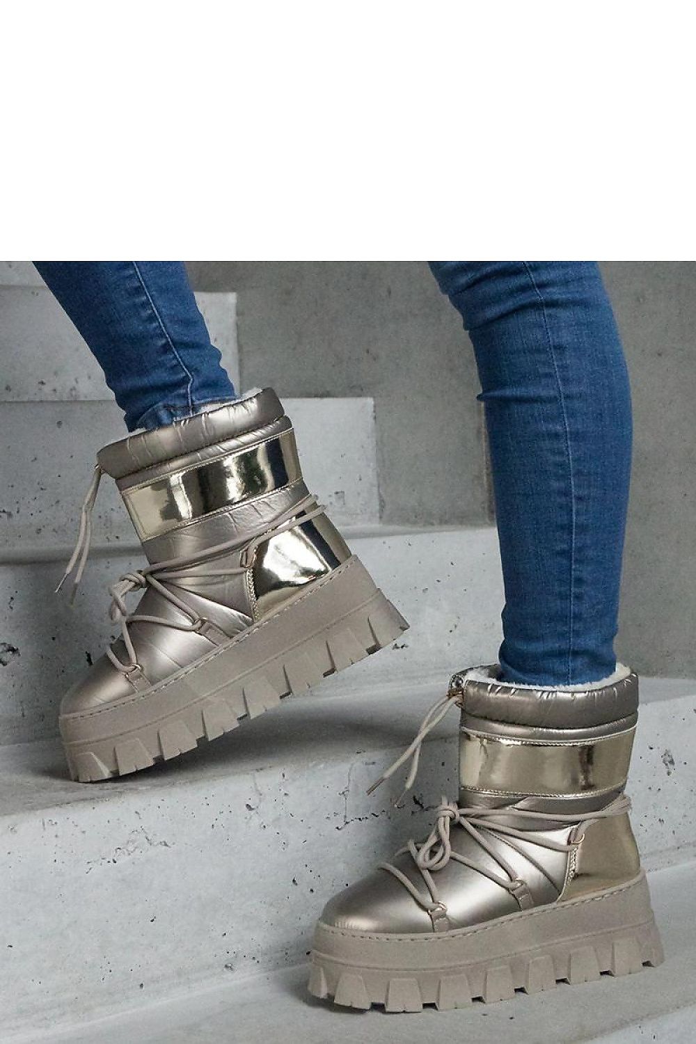 Solea Golden Snow Boots with Platform - Insulated Winter Style EU 36-41 | US 5.5-10.5 showcasing luxurious design with high cut for warmth and laced closure for a perfect fit.