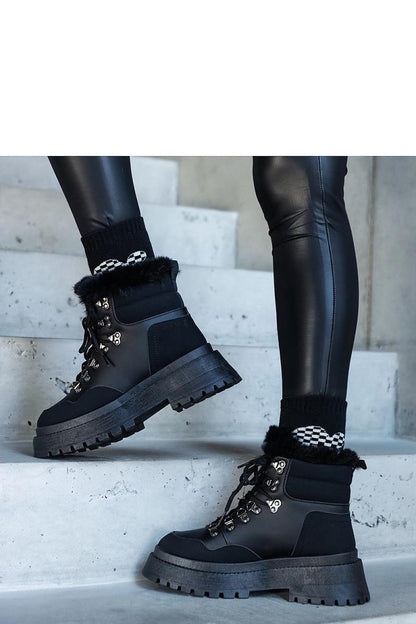 Luxury Solea Black Platform Ankle Boots with Fur Trim EU 36-41 in Eco Leather style, ideal for autumn and winter fashion, featuring a unique modern design and warm interior.