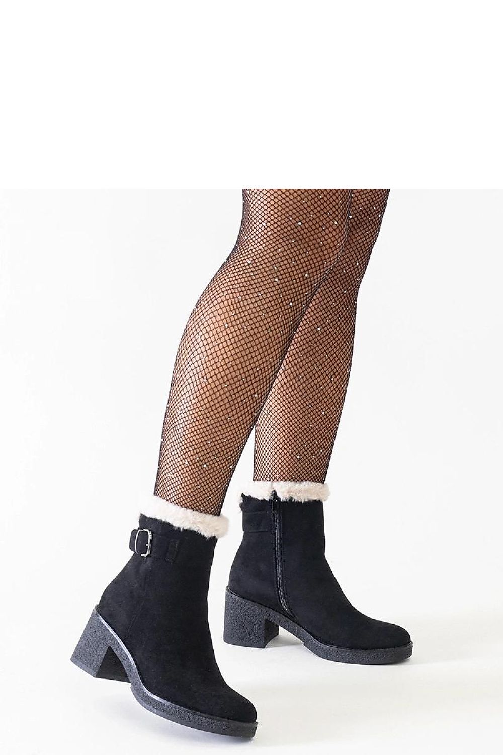 Luxury Solea Black Eco-Leather Ankle Boots featuring Eco-Suede Fur and Almond Toe, 7cm Heel - fashionable autumn footwear for elegance and comfort.