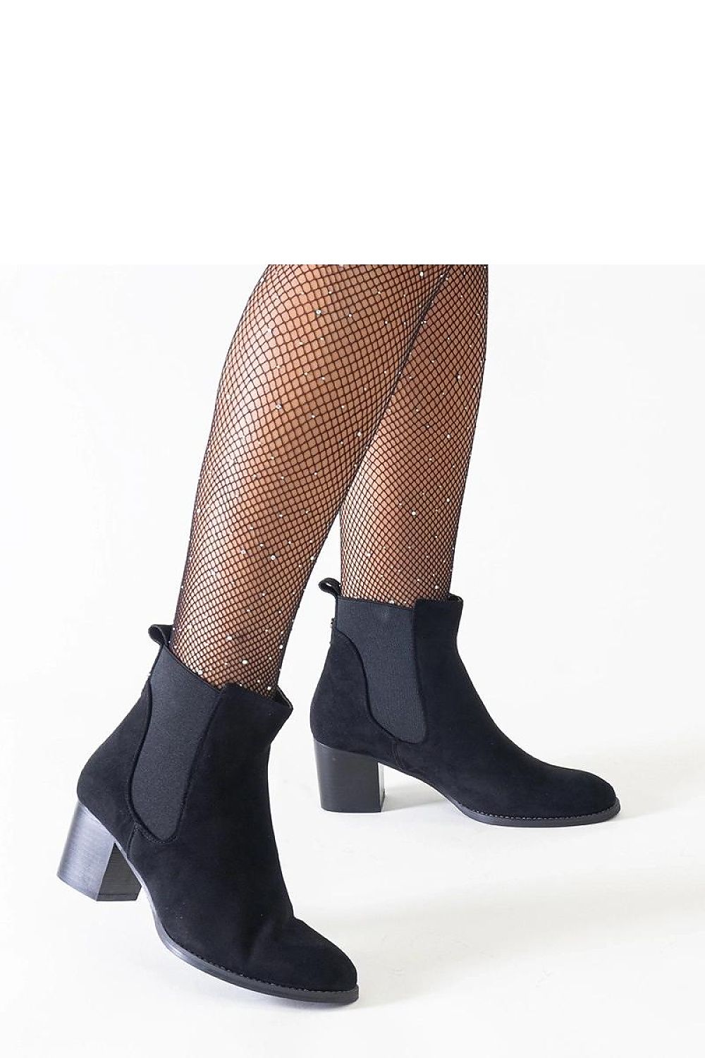 Elegant Solea Black Eco-Suede Ankle Boots with comfortable almond toe and elastic inserts for a luxurious fit.