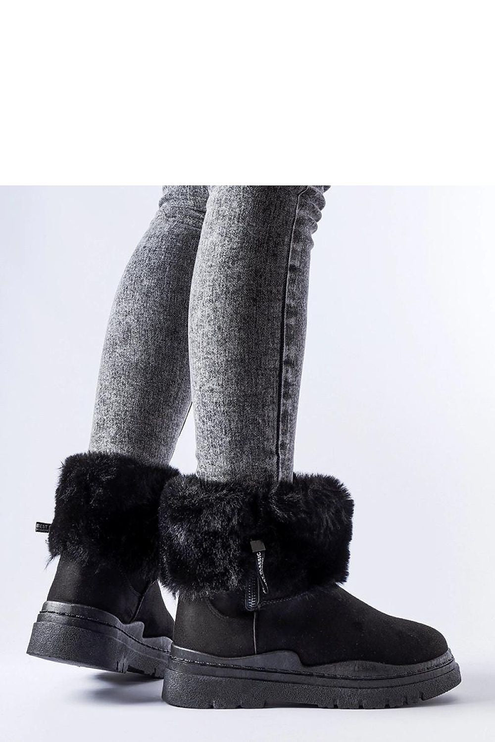 Close-up of Solea Women's Black Insulated Snow Boots highlighting the elegant zipper and high-quality fabric, perfect for fashion-forward ladies seeking stylish and comfortable winter footwear.