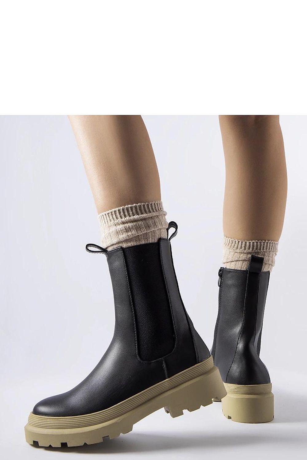 Solea luxurious black vegan leather ankle boots featuring an elegant olive sole, stylish footwear for women in EU sizes 36-41.