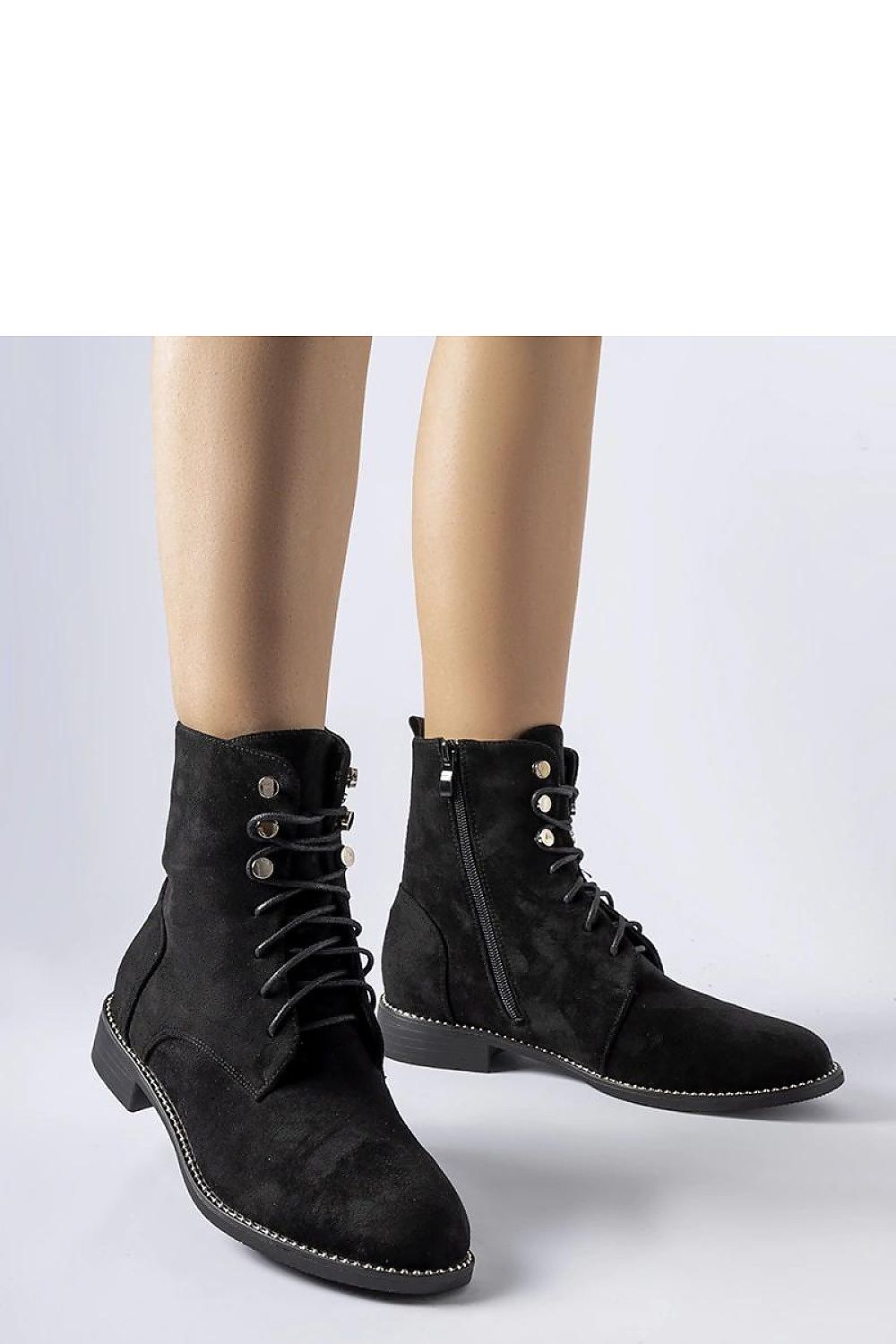 Solea elegant black insulated ankle boots in eco-suede with a stylish round toe and comfortable grip sole, available in EU sizes 36 to 41 and US sizes 5.5 to 10.5.