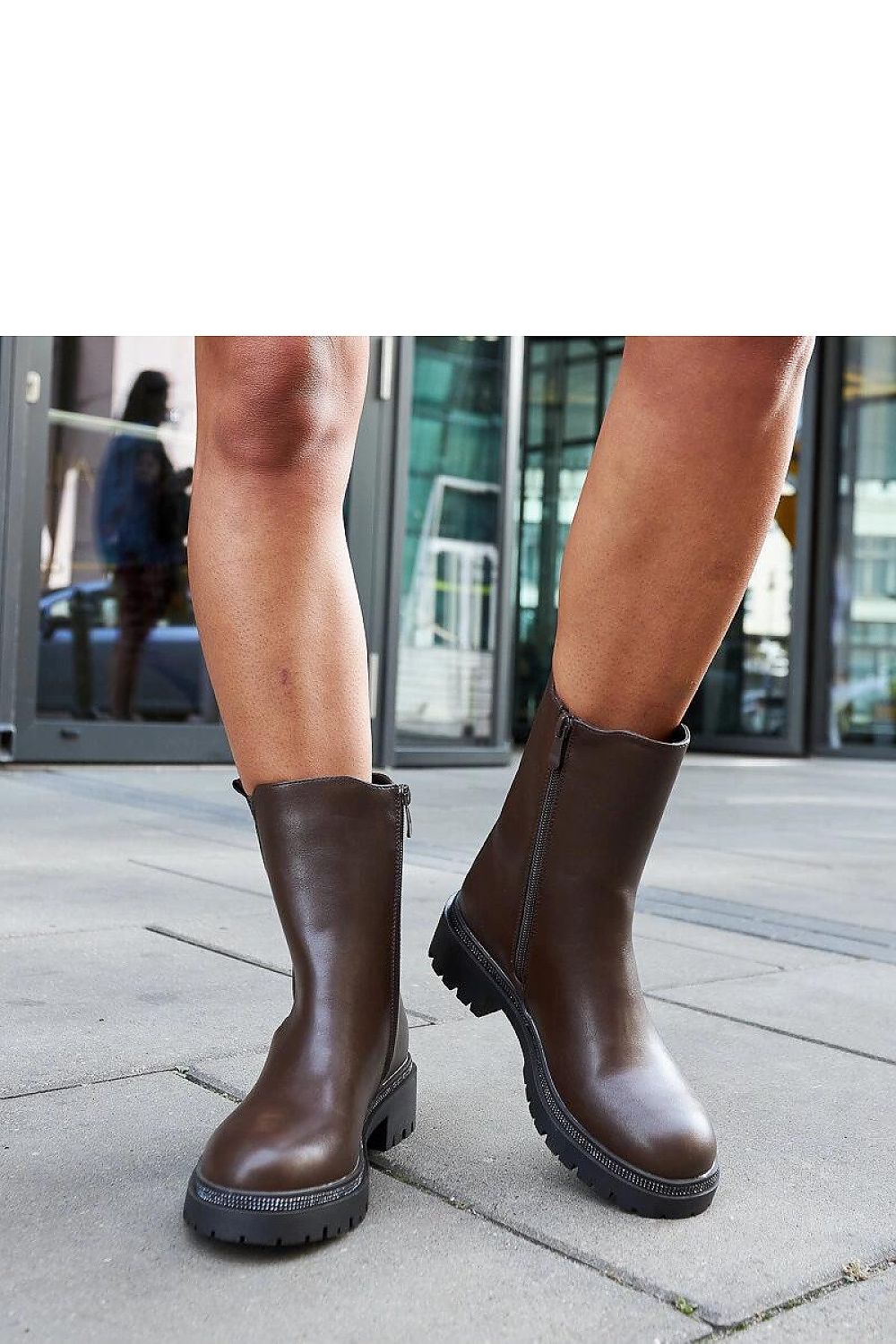 Luxurious brown high boots by Solea with elegant zircon embellishments, designed for colder days, featuring a waterproof design and available in EU sizes 36-41 and US sizes 5.5-10.5.