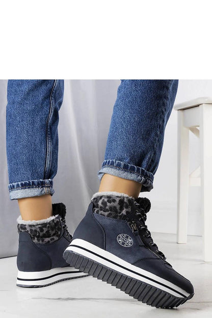 Luxurious navy blue high sole boots by Lee Cooper, model LCJ-22-31-1450L, featuring warm fur lining, perfect for Winter. Available in US sizes 5.5-10.5 and EU sizes 36-41, designed by Solea for exceptional comfort and style.