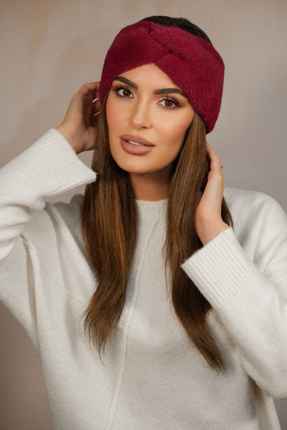 Kamea elegant winter fluffy headband in bottle green, featuring a charming loop design, perfect accessory for colder days.