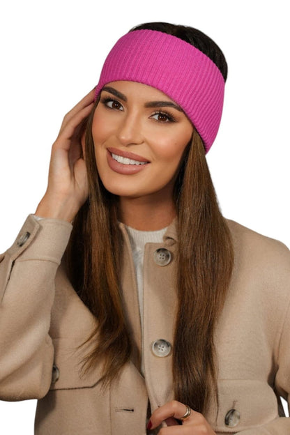 Kamea Women's stylish ribbed headband in luxurious raspberry colour, showcasing elegant design and detailed texture.