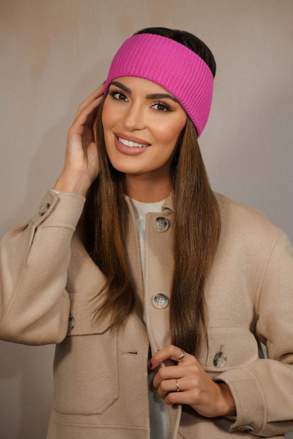 Luxurious Kamea Women's raspberry ribbed headband, perfect for elevating both casual and formal outfits with elegance.