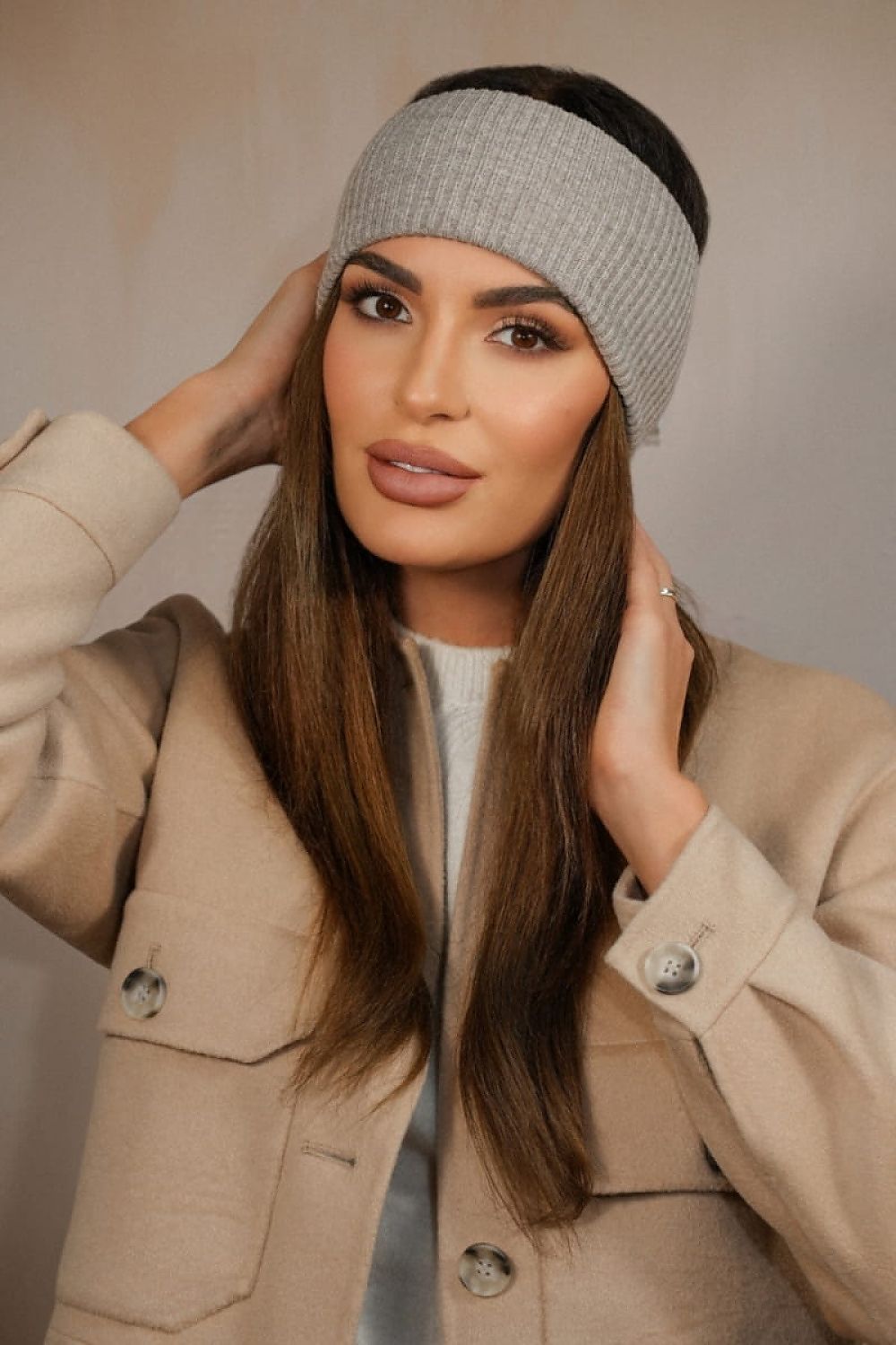 Elegant Kamea Women's Ribbed Headband in Raspberry - A sophisticated addition to any wardrobe, crafted for comfort and style.