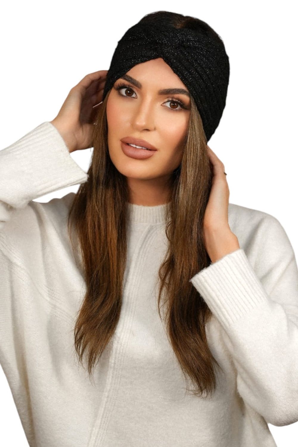 Beautifully crafted navy blue women's headband by Kamea, made from a blend of soft materials for a luxurious touch.