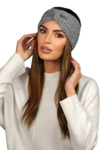 Elegant navy blue women's headband by Kamea, featuring a delicate sheen and stylish swirl design, perfect for autumn fashion.