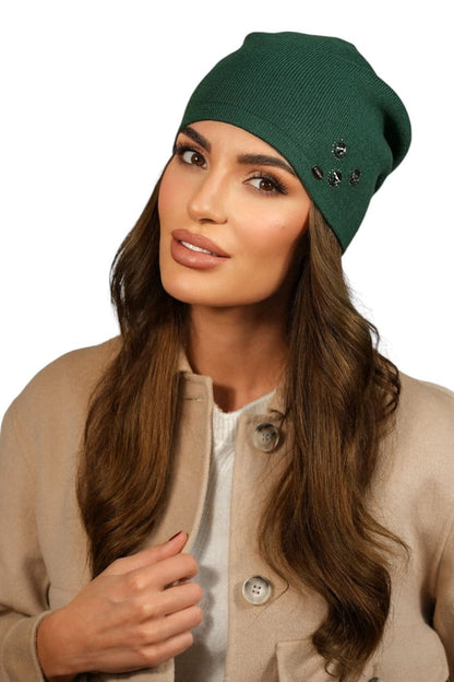 Close-up of Kamea Women's Hat with shimmering zircon stones, highlighting the exquisite craftsmanship and luxury appeal.