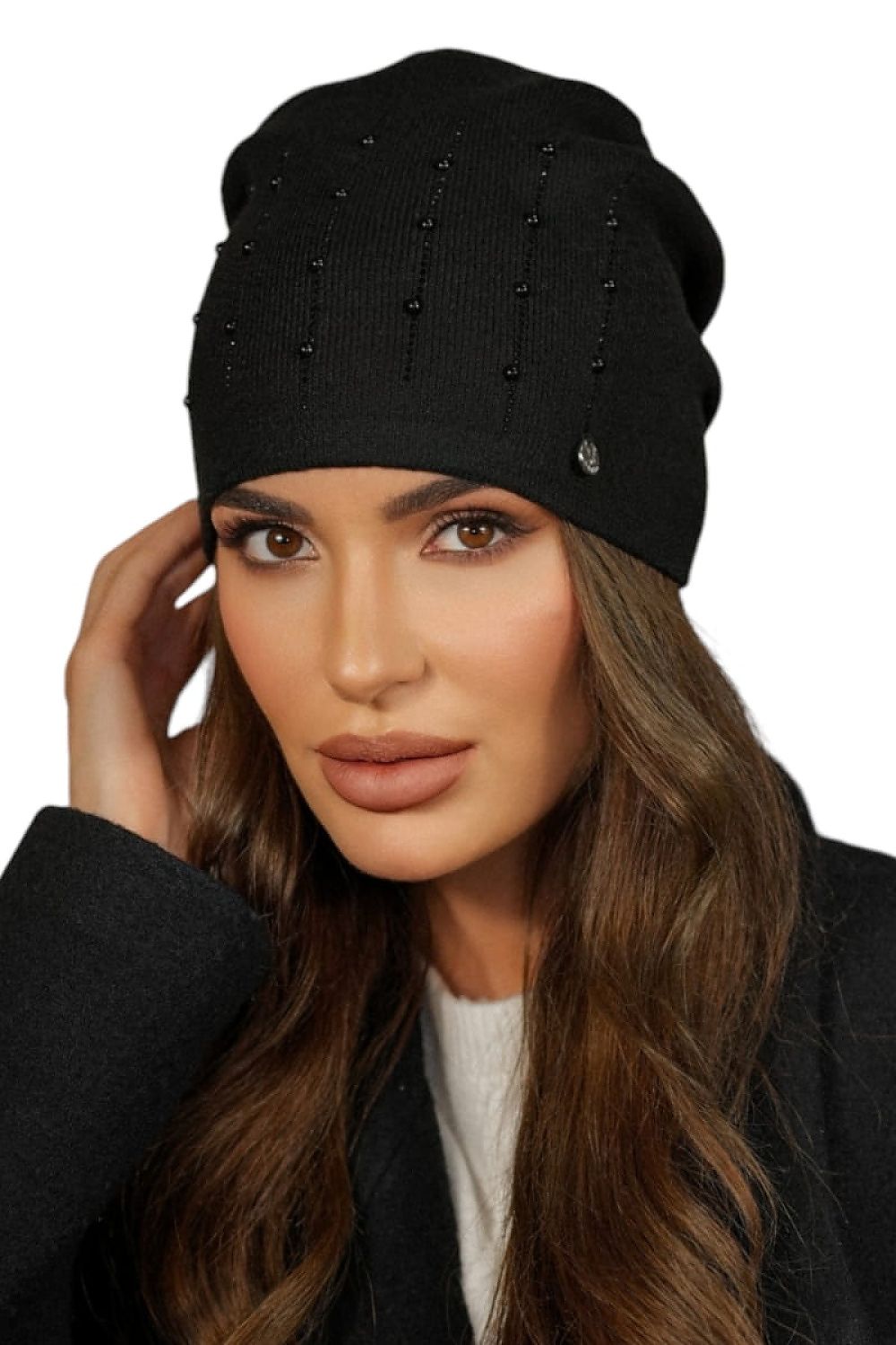 Kamea Elegant Altair Women's Hat in green with pearl and zircon embellishments for a stylish look.