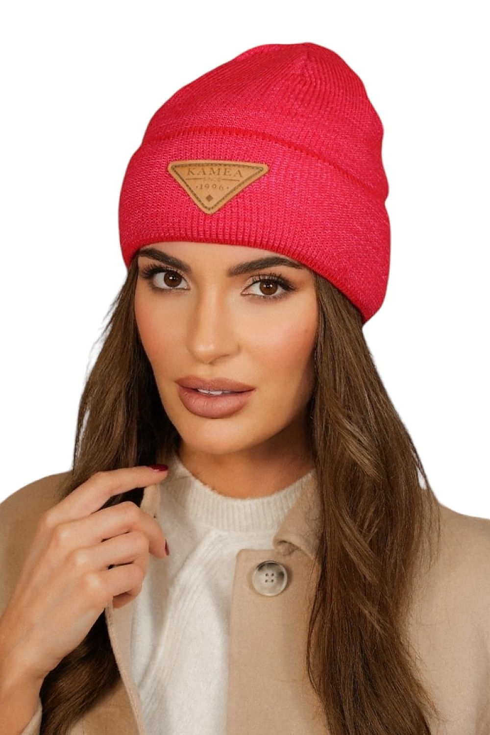 Kamea Naomi Beanie worn outdoors, demonstrating its versatility and chic look for modern winter fashion.