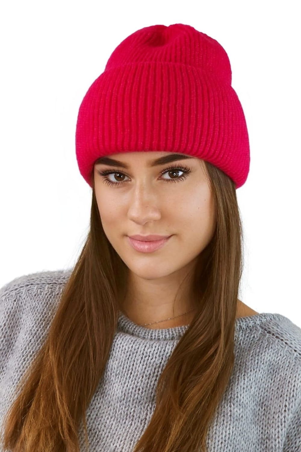 Kamea luxurious winter fluffy striped hat in vibrant fuchsia, showcasing stylish warmth and comfort, perfect accessory for winter fashion.