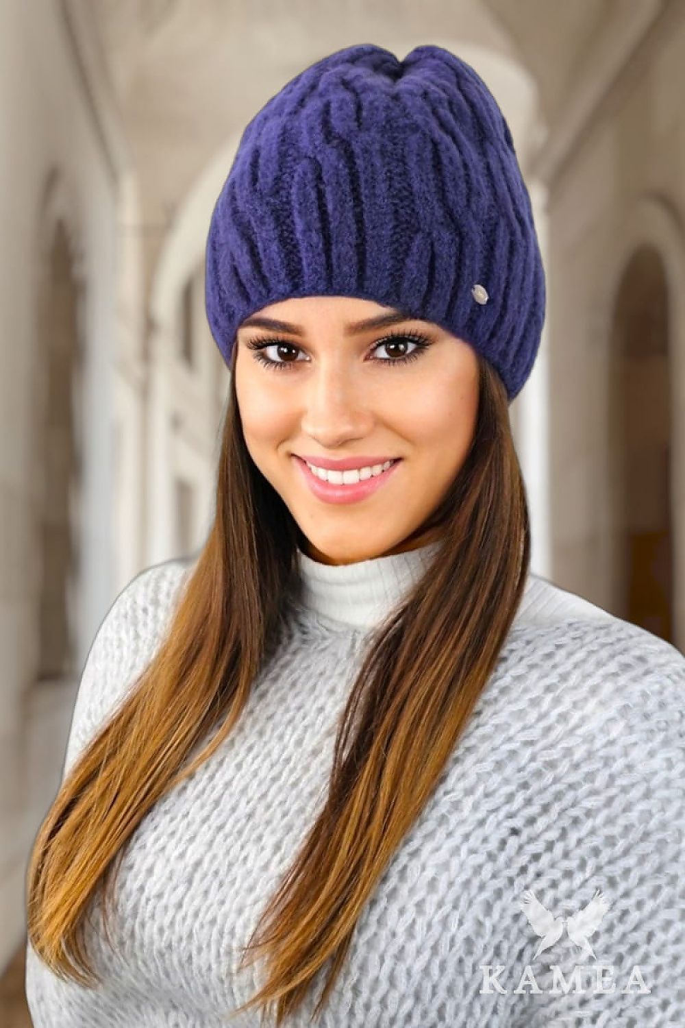 Kamea Fluffy Navy Polar Fleece Winter Hat - Luxurious navy hat made from high-quality polar fleece with a soft wool blend, perfect for warmth and style during winter.