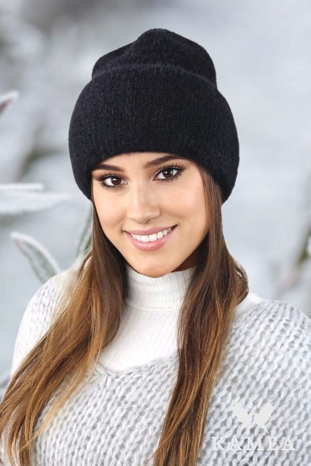 BENITA Luxury Alpaca Knit Hat in elegant pink cuff style by Kamea, perfect fit for EU sizes 54-62 and US sizes 21.25-24.5 inches.