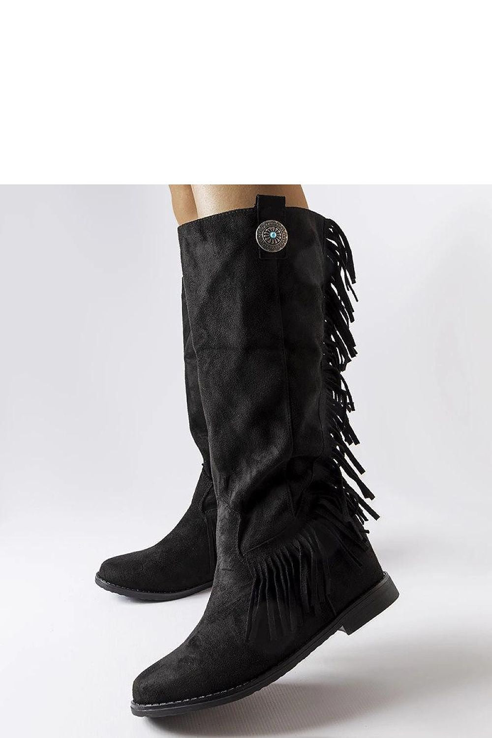 Elegant Solea Women's Black Platform Buskin Boots featuring a fashionable pointed design, perfect for stylish cold weather attire.