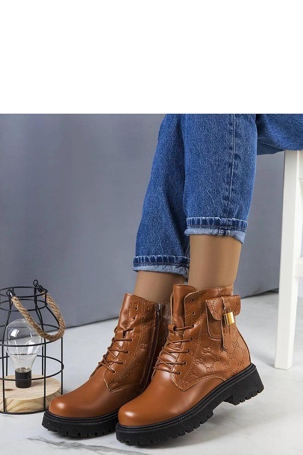 Close-up view of Solea Brown Insulated Trapper Boots highlighting the high-quality eco leather and stylish high trapper sole, perfect for winter fashion.