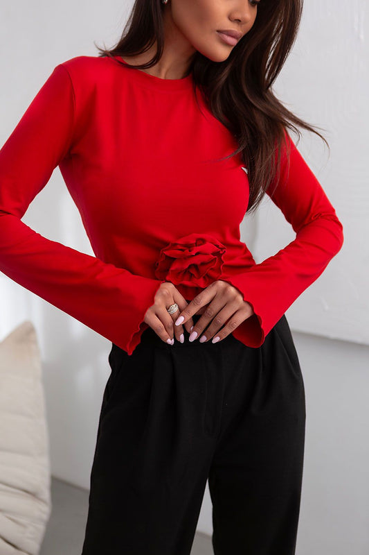Luxurious Rose Blouse by IVON in a flattering design with flared sleeves and elegant round neckline, perfect for all occasions.