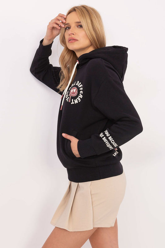 Chic long-sleeve women's hoodie sweatshirt by Sublevel crafted from a premium cotton-polyester blend for optimal comfort.