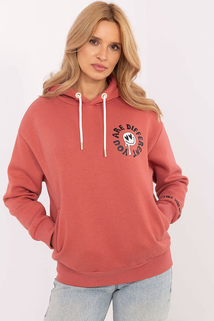 Luxurious casual women's sweatshirt with hood from Sublevel, featuring a modern design and stylish prints, perfect for everyday wear.