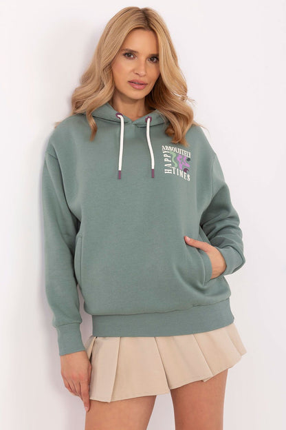 Luxurious women's casual hoodie sweatshirt by Sublevel, featuring stylish prints and comfortable pockets, available in sizes XS-XL.