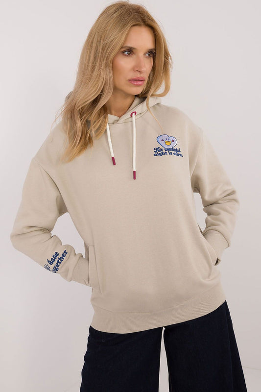 Luxurious Women's Casual Hooded Sweatshirt by Sublevel featuring a stylish print and slip pockets, perfect for chic everyday wear.