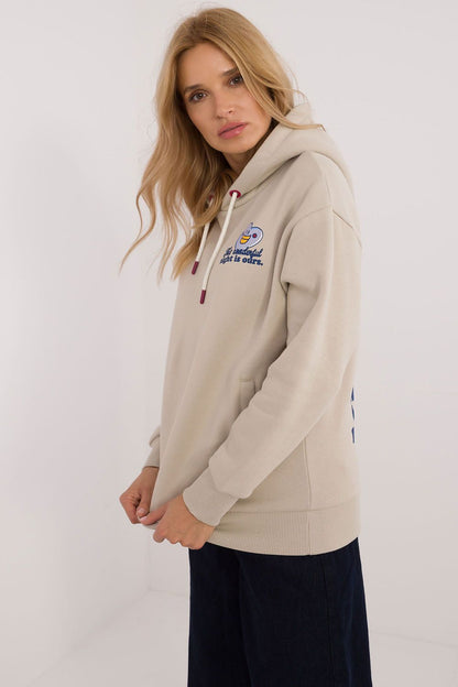 Elegant Women's Hooded Sweatshirt by Sublevel in a modern design, showcasing a unique back print and comfort for cooler days.