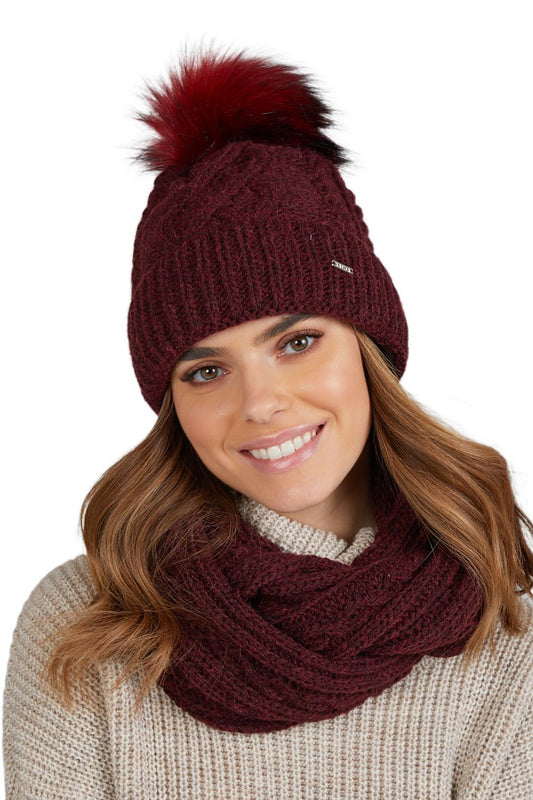 Kamea Torino Women's Wool Hat with Fluffy Pompom, showcasing elegant craftsmanship and warm materials, perfect for stylish winter fashion.