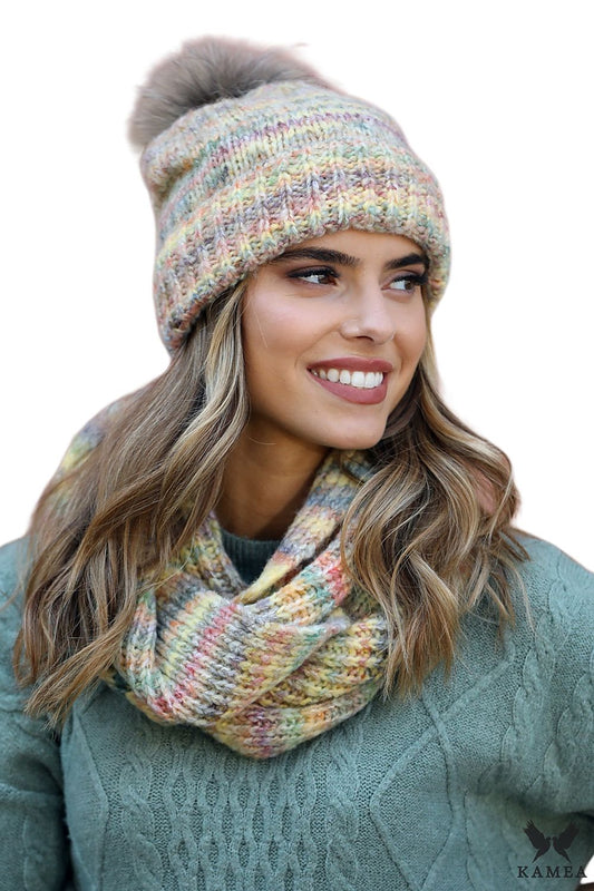 Elegant Luxury Kamea Gaja Hat and Snood Set in Yellow, showcasing high-quality materials and stylish design, perfect for winter warmth.